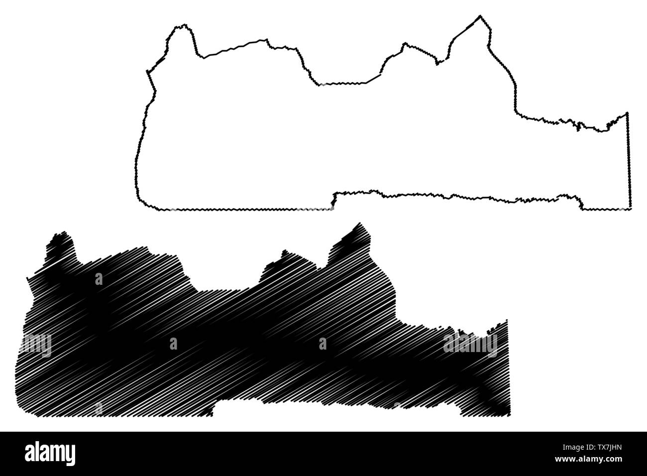 Région du sud (régions du Cameroun, République du Cameroun) map vector illustration, scribble sketch carte du Sud Illustration de Vecteur