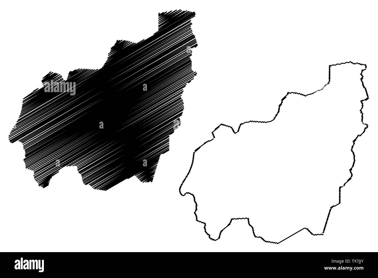 Région de l'Ouest (régions du Cameroun, République du Cameroun) map vector illustration, scribble sketch carte de l'Ouest Illustration de Vecteur