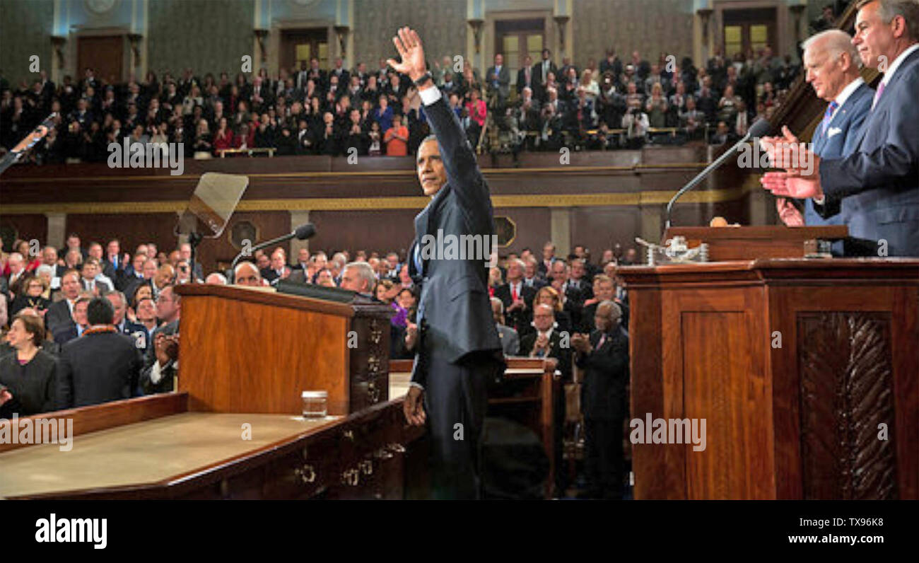 BARACK Obama en tant que 44e président des États-Unis après avoir parlé au Congrès de 2012. Photo : White House Banque D'Images