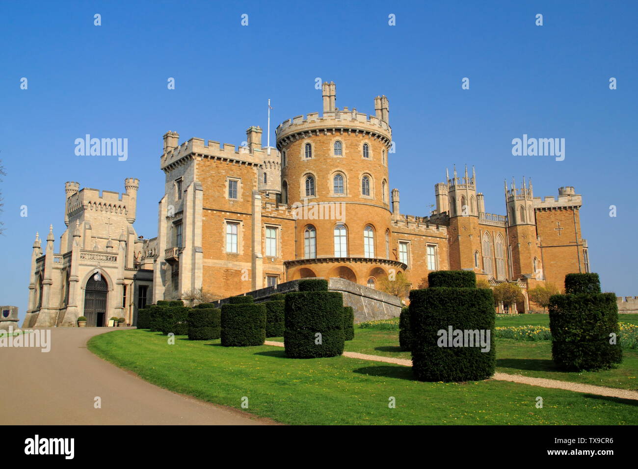 Château de Belvoir, une demeure seigneuriale ; le siège des ducs de Rutland, Leicestershire, Eeast Midlands, Royaume-Uni Banque D'Images
