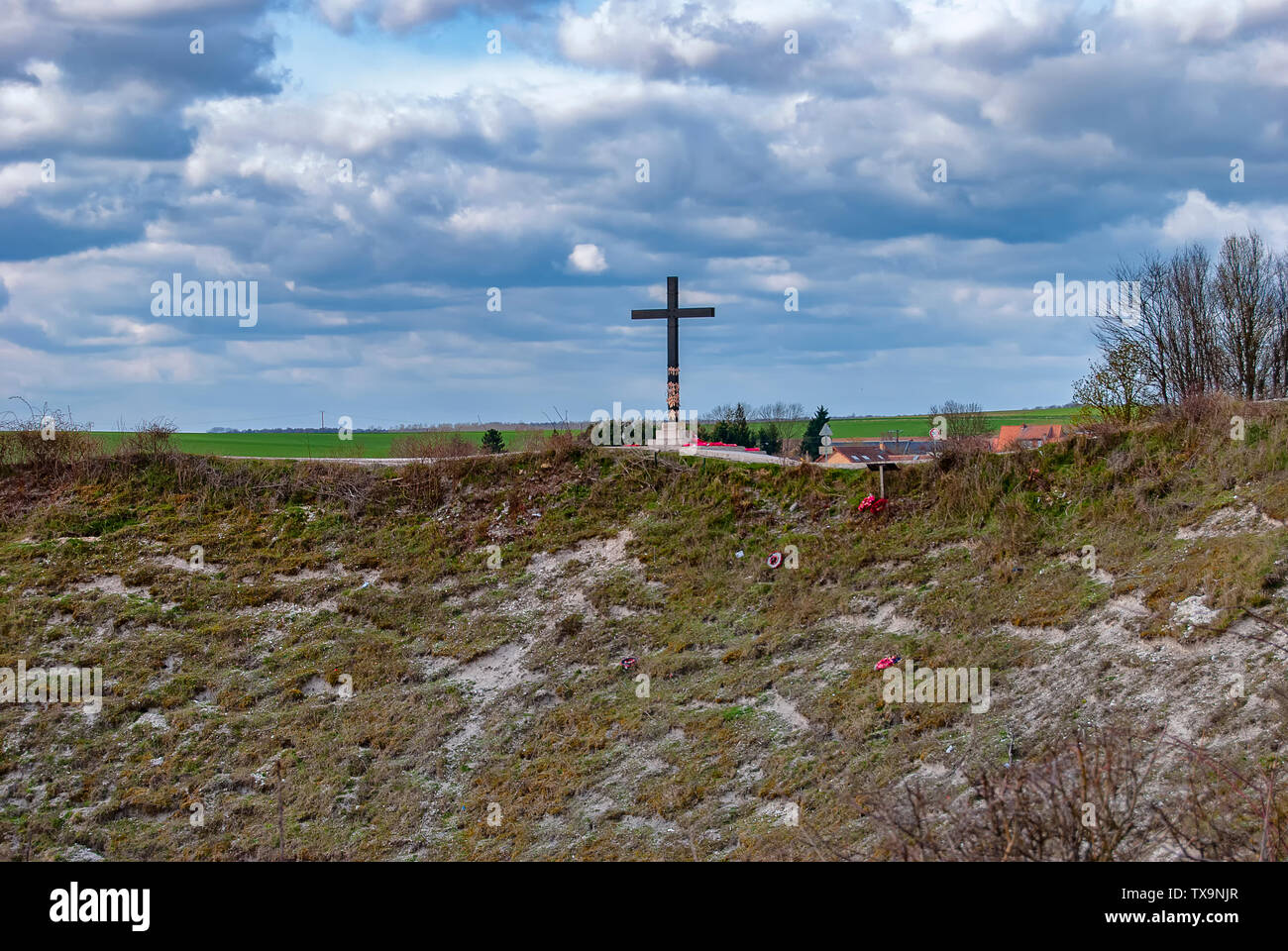 Le Lochnagar Crater près de la Boisselle sur la bataille de la Somme, France Banque D'Images