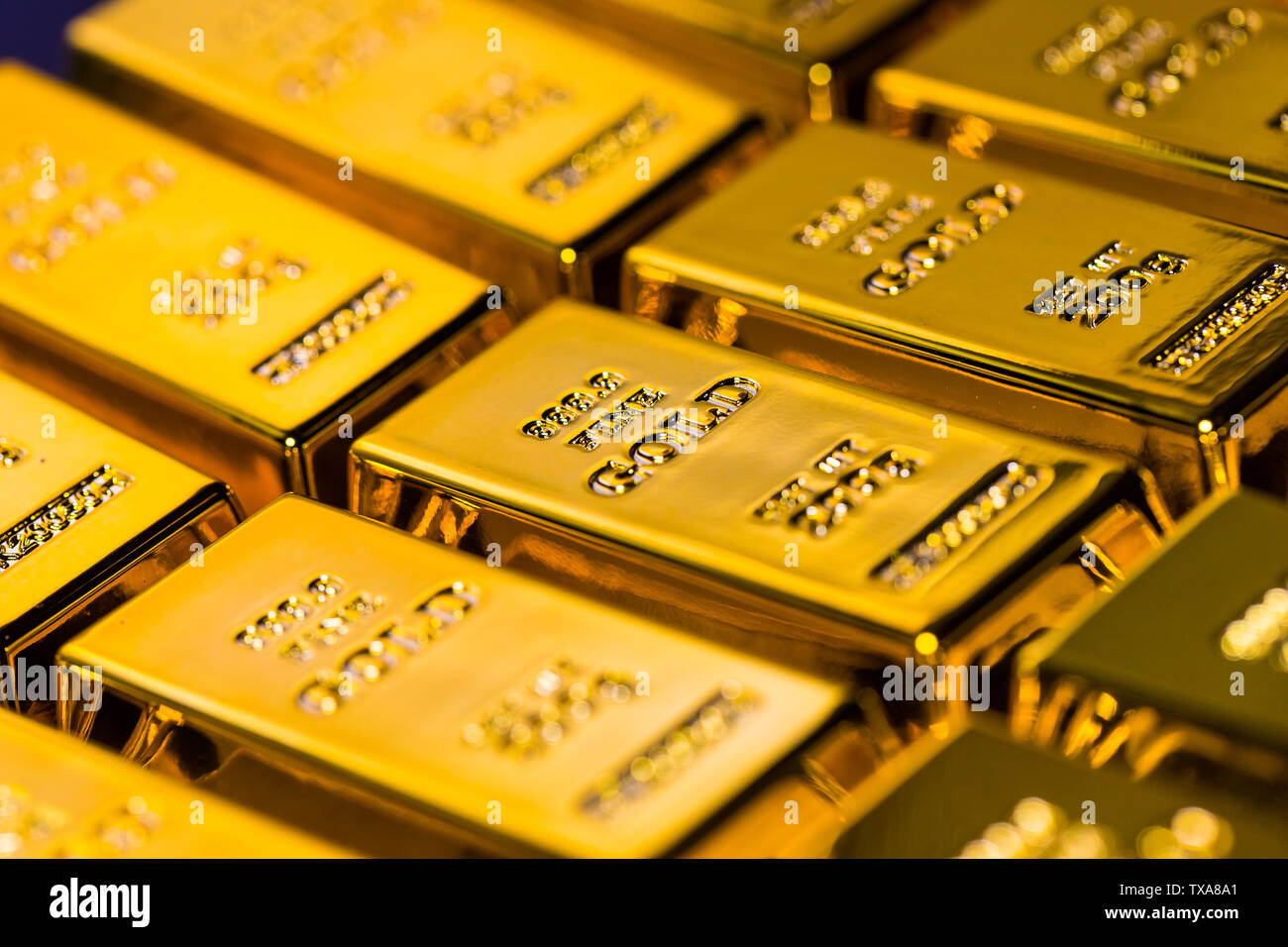 Barres d'or, le patrimoine financier de l'héritage. Banque D'Images