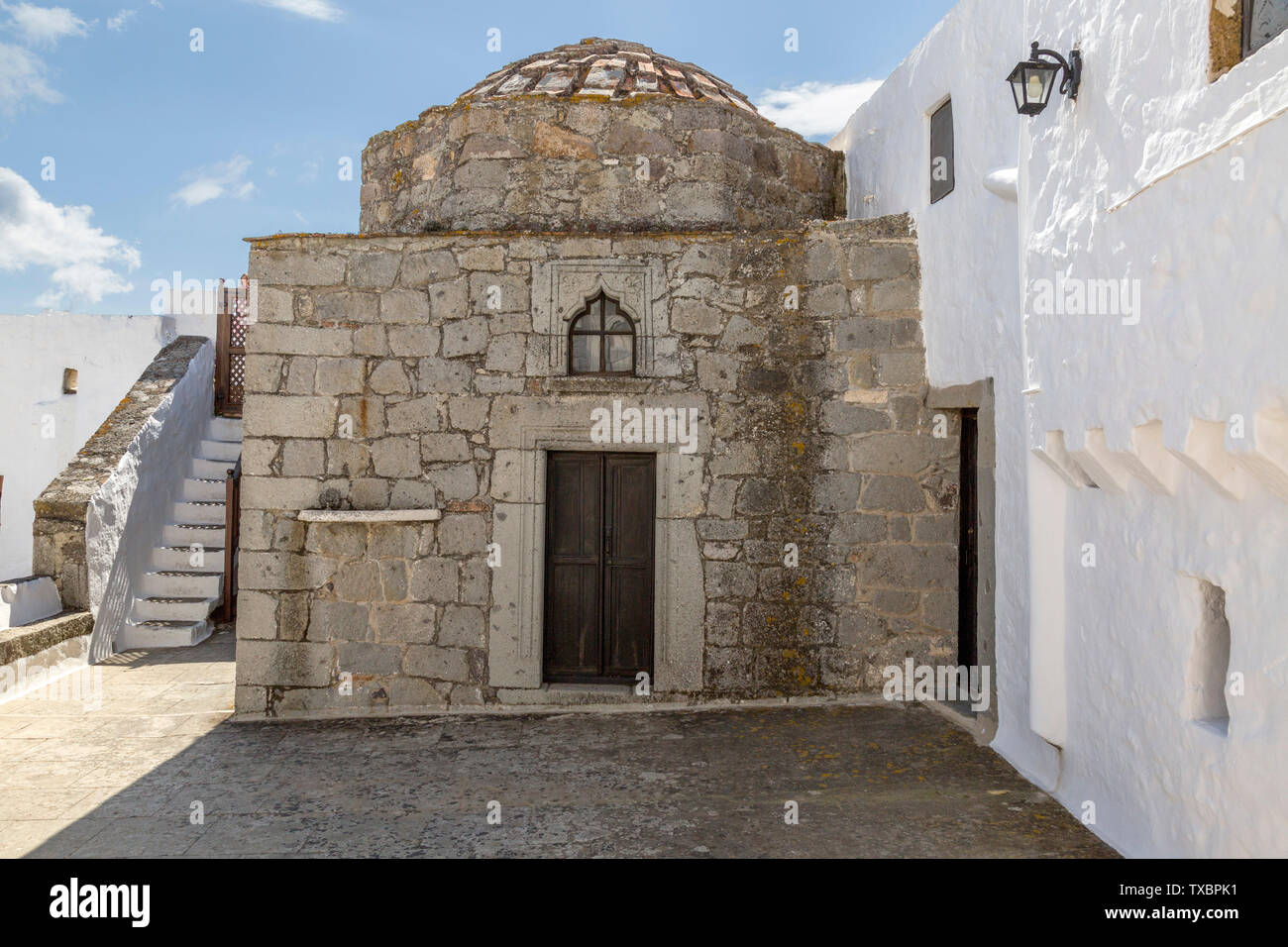 L'architecture byzantine, bombé structure religieuse sur le Monastère de Saint Jean le Théologien. Banque D'Images