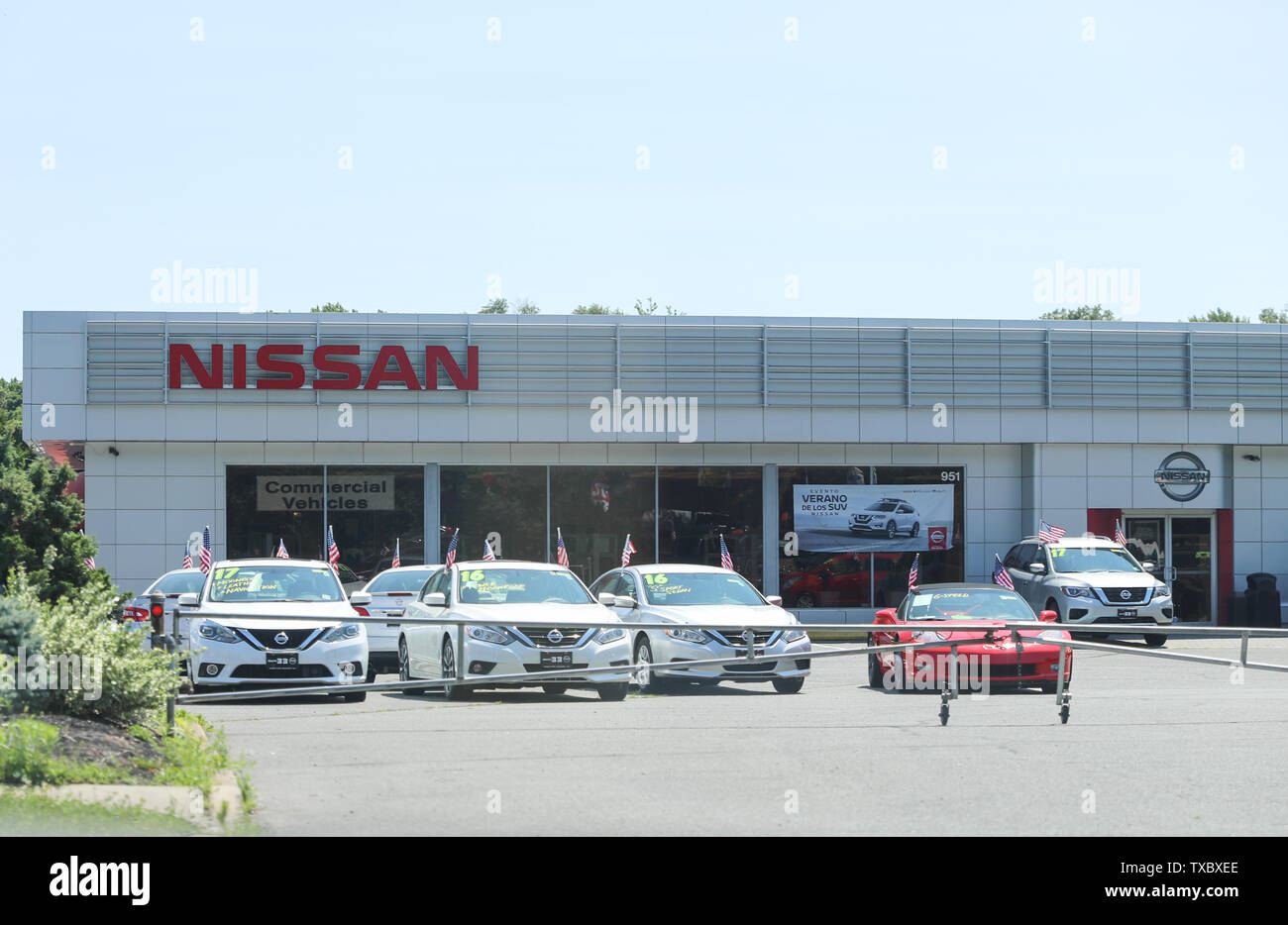 La Princeton New Jersey - le 23 juin 2019 : voiture Nissan SUV et concessionnaire. Nissan fait partie de l'Alliance Renault-Nissan J Banque D'Images