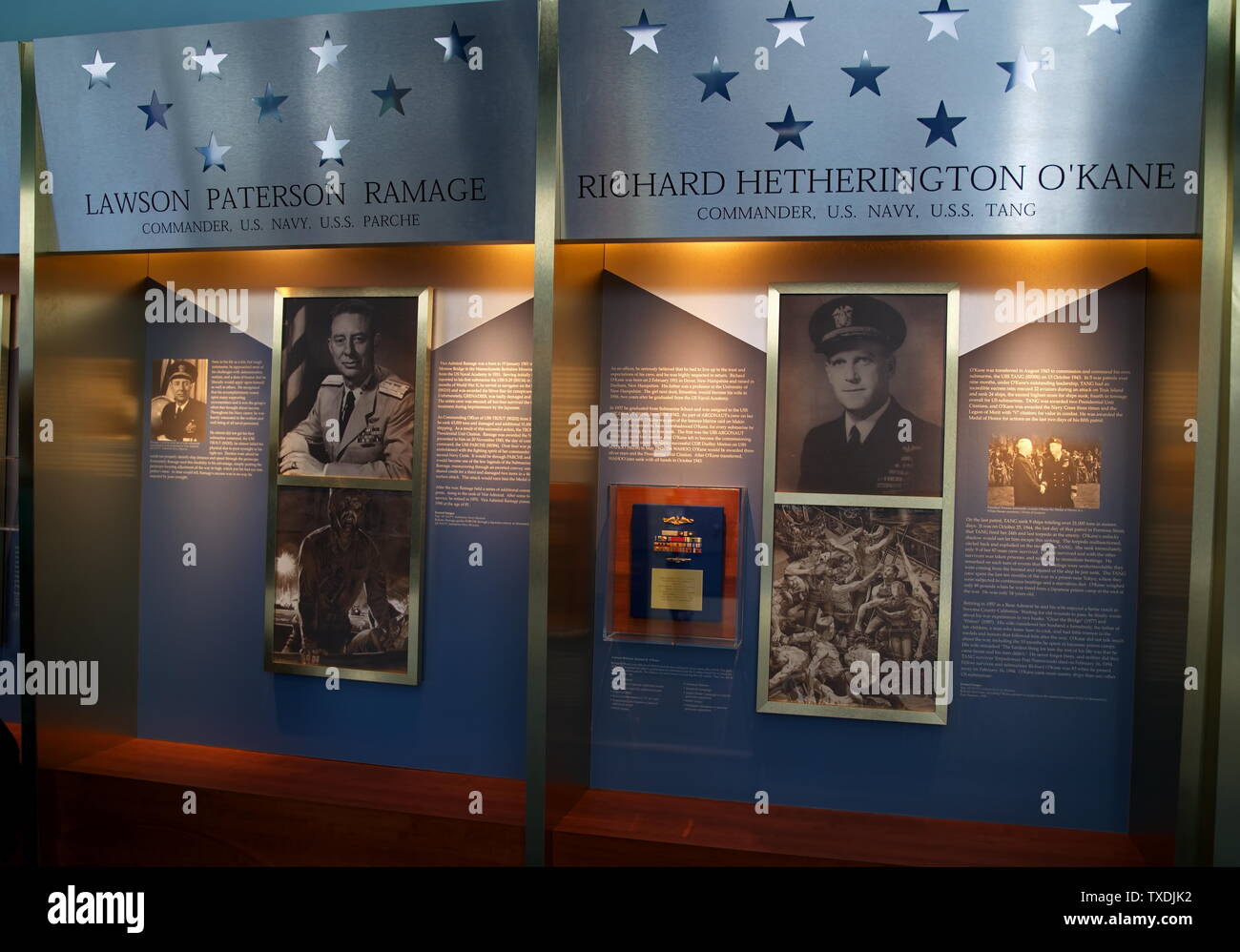 Le Musée de la force sous-marine de Groton, CT USA, juin 2019. L'intérieur avec des photos, des expositions, et des répliques conduisant à l'évolution de la sous-marin d'attaque moderne. Banque D'Images