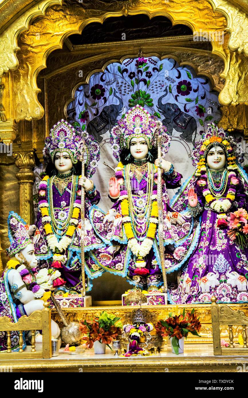 Sita, Rama Lakshmana idoles Hare Krishna Temple ISKCON, UK, Royaume-Uni Banque D'Images