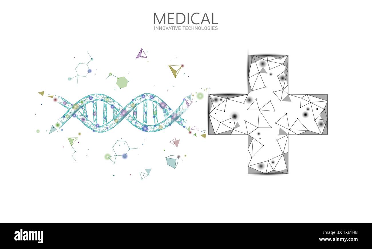 Croix médicale thérapie génique de l'ADN concept. Consultation médicale à l'app. Le diagnostic de santé Web réseau hospitalier moderne géométrique bannière. Marché Pharmacie Illustration de Vecteur