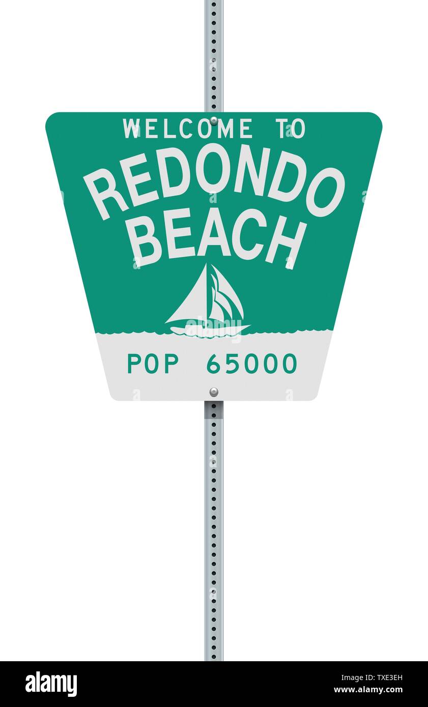 Vector illustration de la bienvenue à Redondo Beach green road sign Illustration de Vecteur