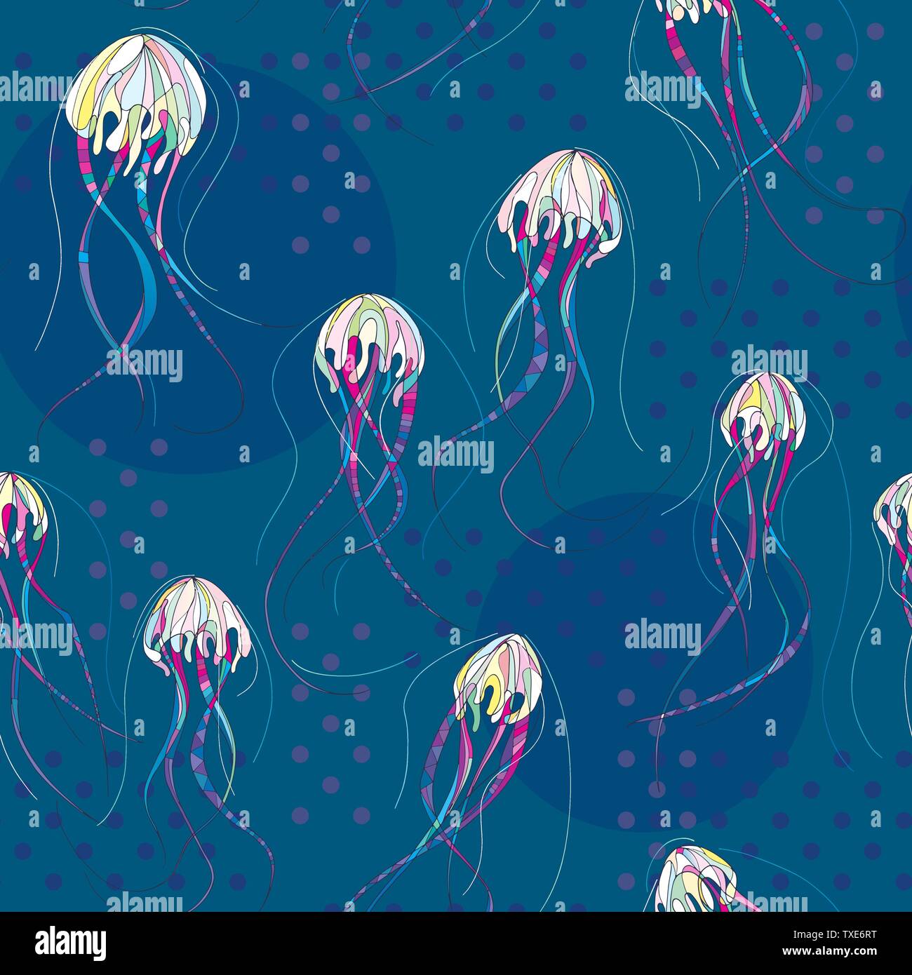 Hand drawn seamless vector medusa pattern. Résumé Contexte L'océan de méduses. Mer gelée dans un style moderne pour surface design, textile, wrappin Illustration de Vecteur