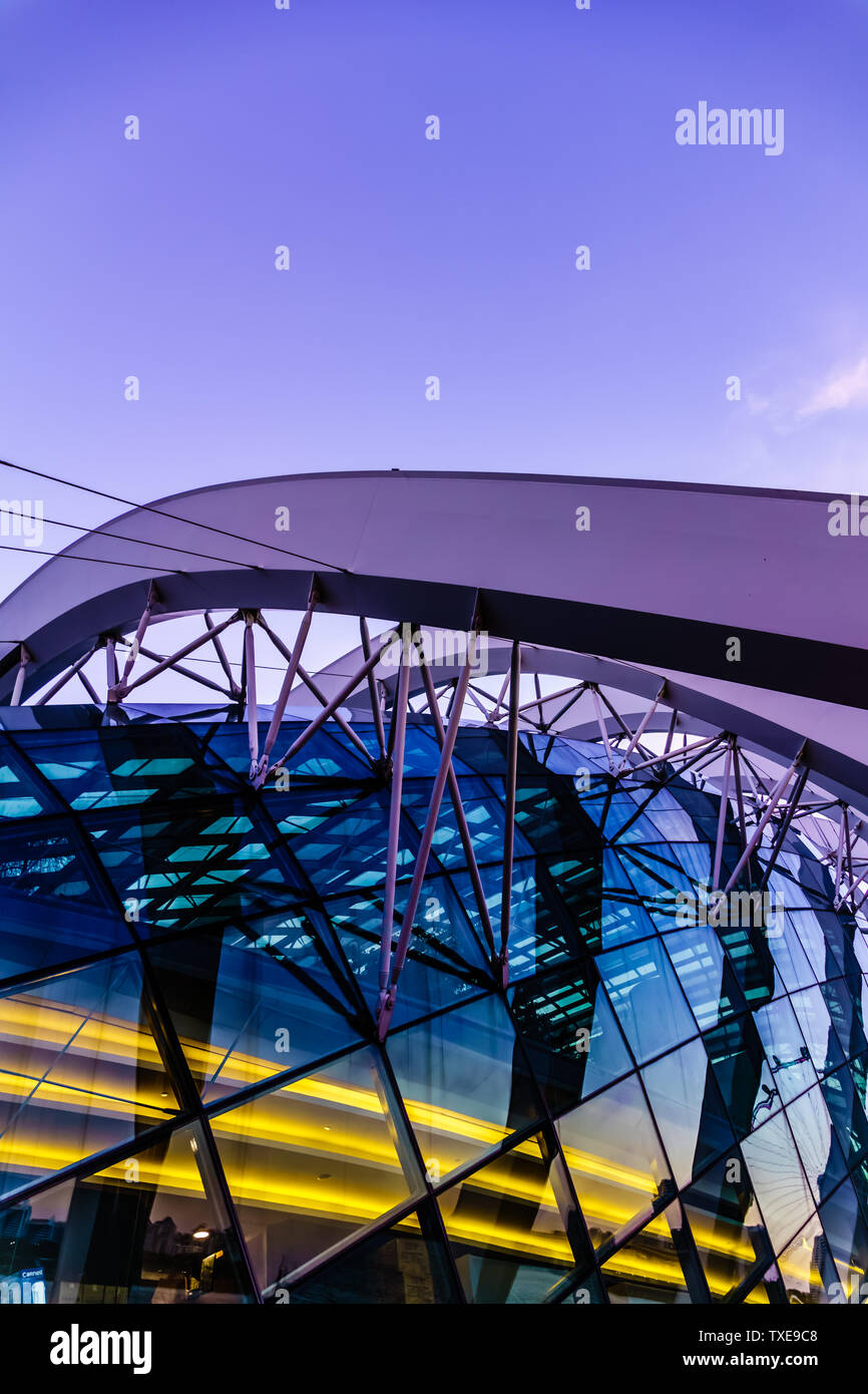 Singapour - Mar 15, 2019 : Jardins de la baie, l'architecture extérieure du Dôme de débit caractéristiques. Banque D'Images