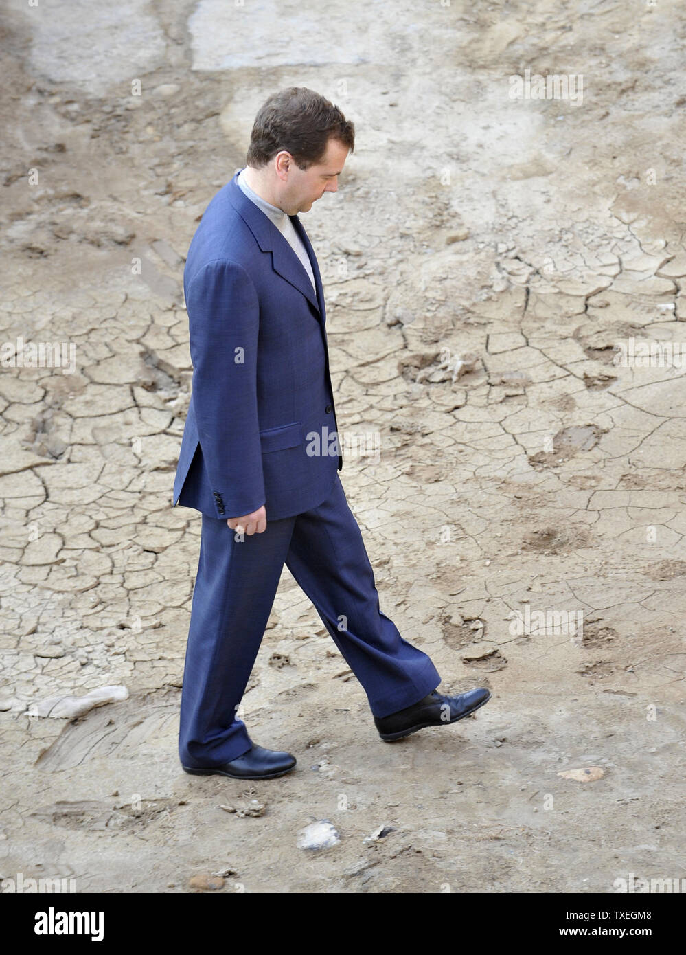 Le président russe Dmitri Medvedev visite le site, où Jésus Christ est soupçonné d'avoir été baptisé, près du Jourdain en Jordanie le 19 janvier 2011. UPI Banque D'Images