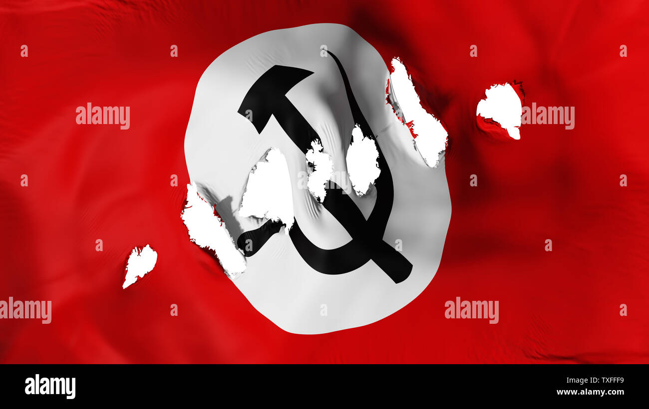 Urss communisme drapeau nazi perforés, trous de balle Banque D'Images