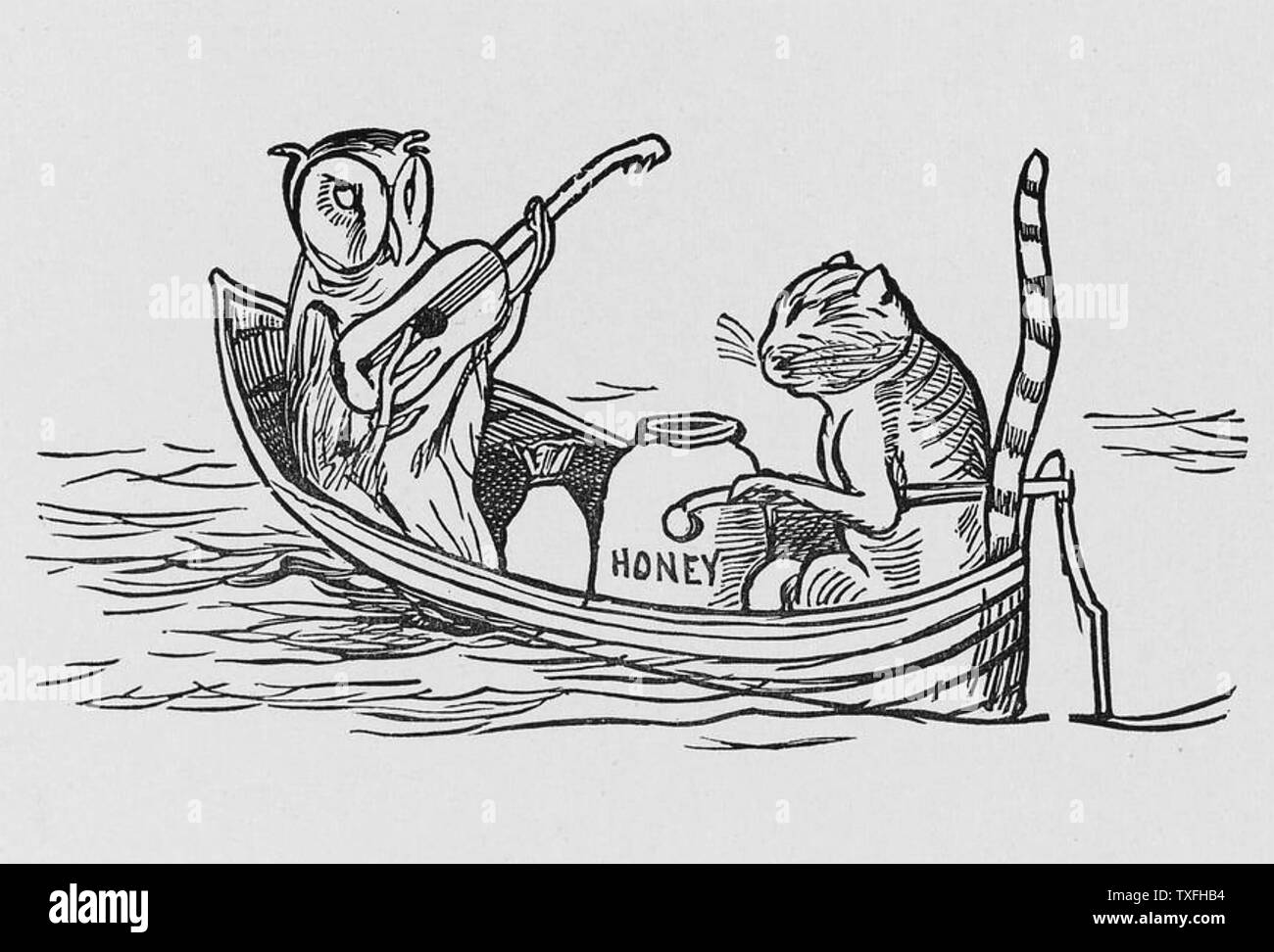 La chouette ET LE PUSSYCAT poème et illustrations par Edward Lear en 1871 Banque D'Images