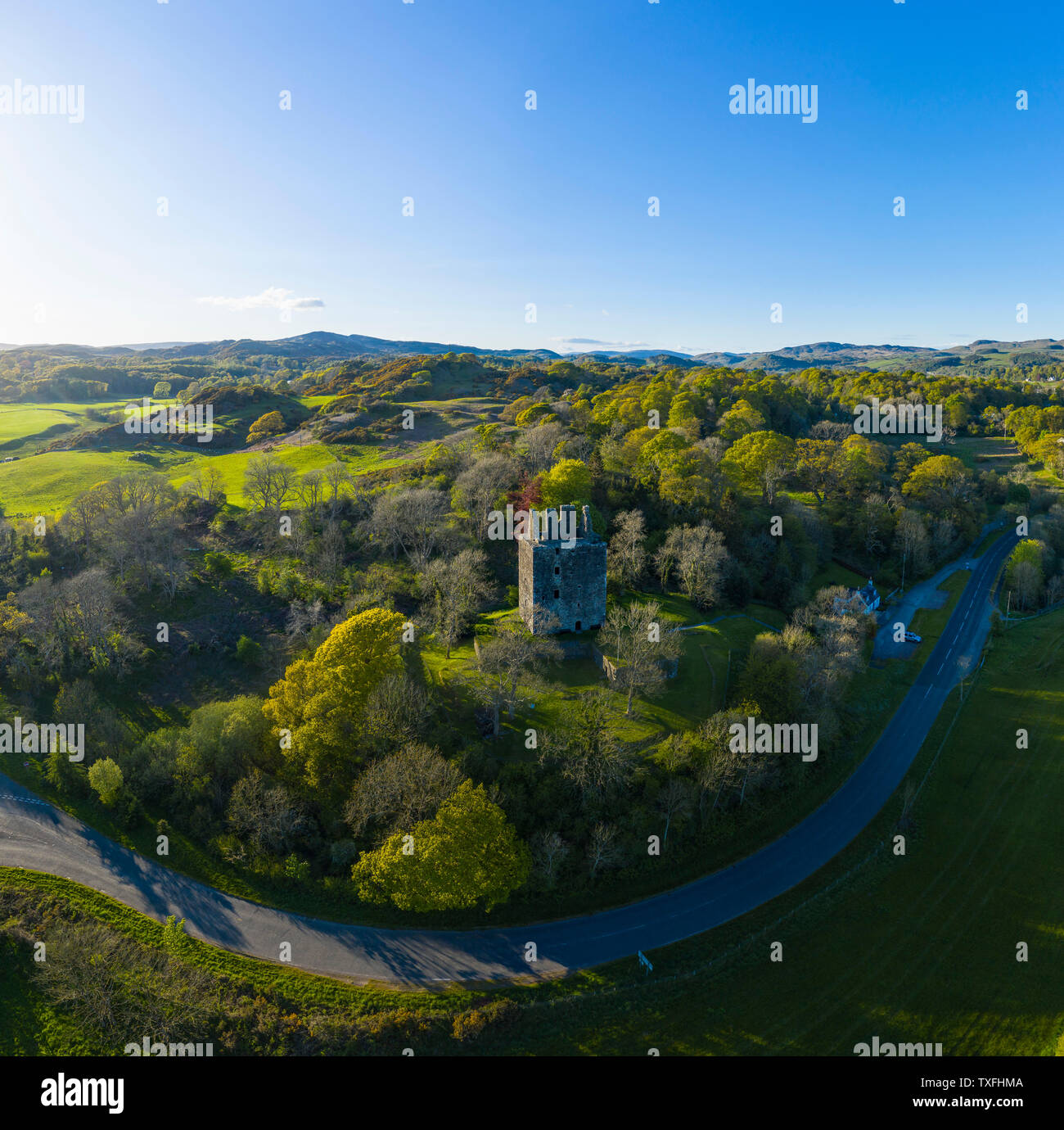 Vue aérienne de Cardoness, Lichfield, Dumfries et Galloway, Écosse Banque D'Images