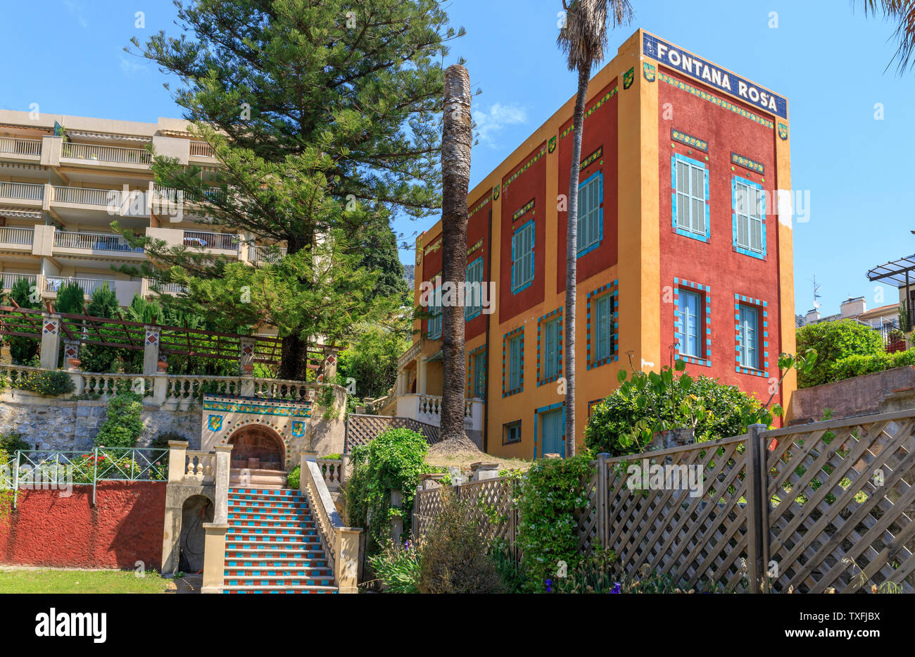 France, Alpes Maritimes, Menton, Garavan, quartier jardin Fontana Rosa (Fontana Rosa Jardin), créé par Vicente Blasco Ibanez 20e siècle, la chambre Banque D'Images