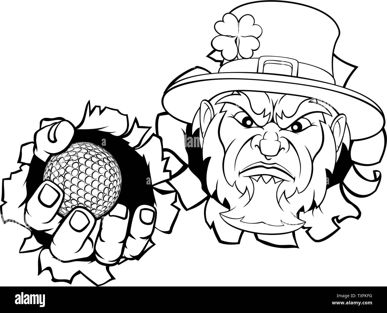 Golf de Leprechaun Mascot Ripping Background Illustration de Vecteur