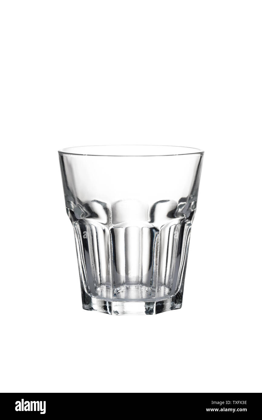 Je vide le verre sur un fond blanc. Banque D'Images