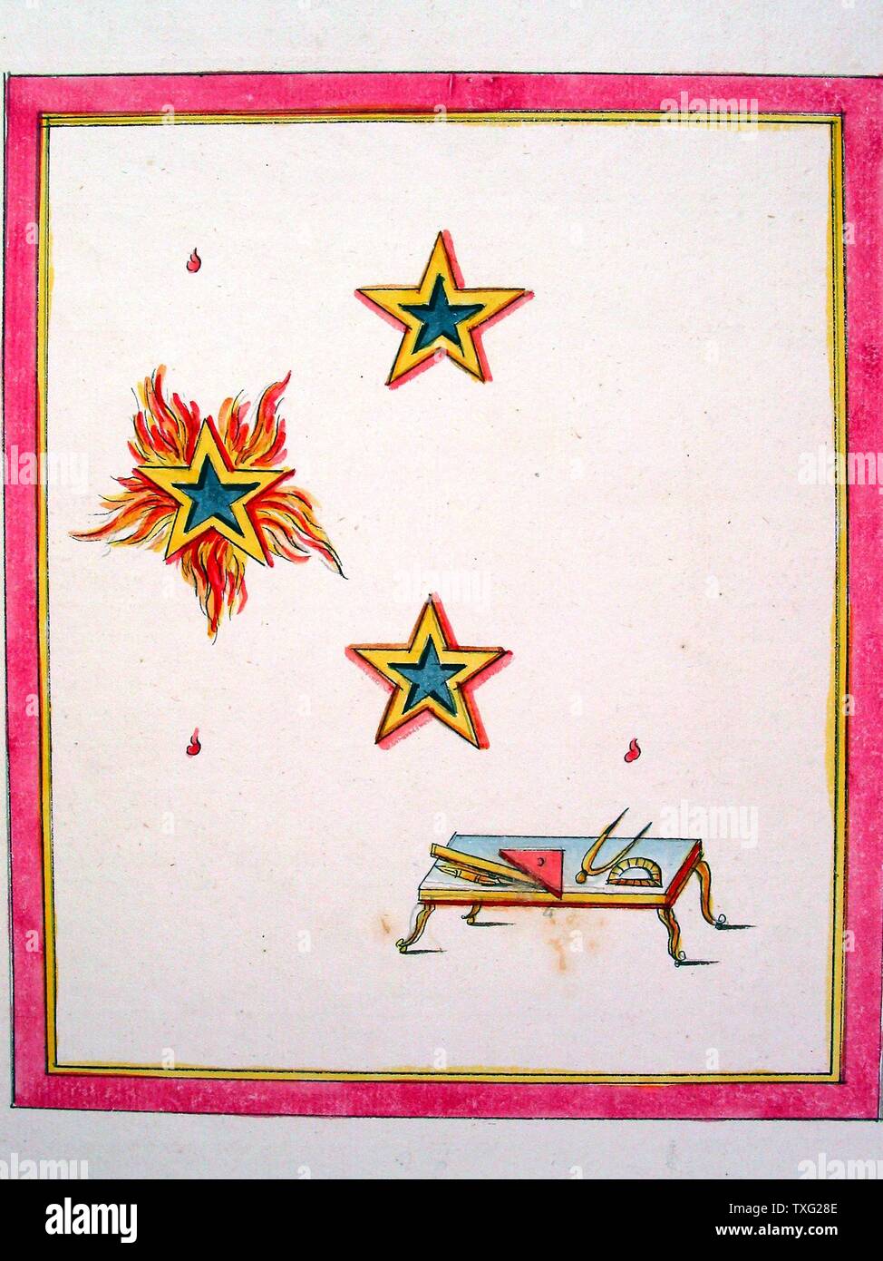 Symboles maçonniques c.1780 Aquarelle Paris, musée de la Franc-maçonnerie Banque D'Images