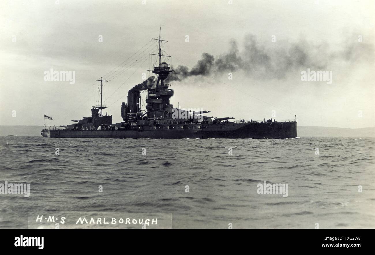 Cuirassé britannique HMS Marlborough, Iron Duke-classe, construit pour la Royal Navy. 1912 Banque D'Images