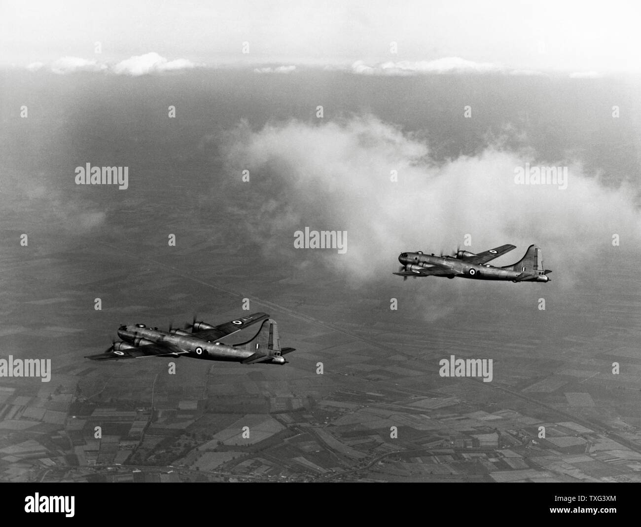 Boeing B-29 'Superfortress' les avions de chasse, utilisé par la Royal Air Force pendant un vol d'essai. 1944 Banque D'Images