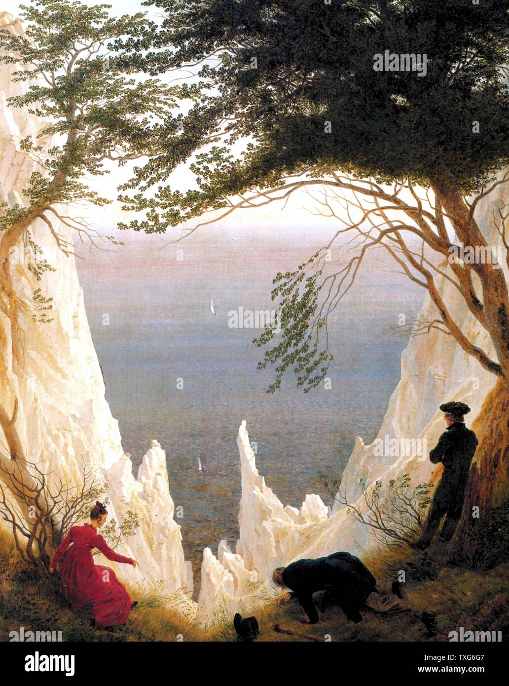 Caspar David Friedrich École allemande des falaises de craie de Rügen Huile sur toile Banque D'Images