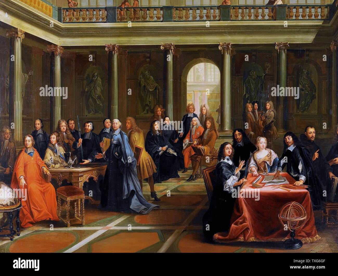 Pierre Louis Dumesnil école française différend de la reine Christine de Suède et de René Descartes Banque D'Images