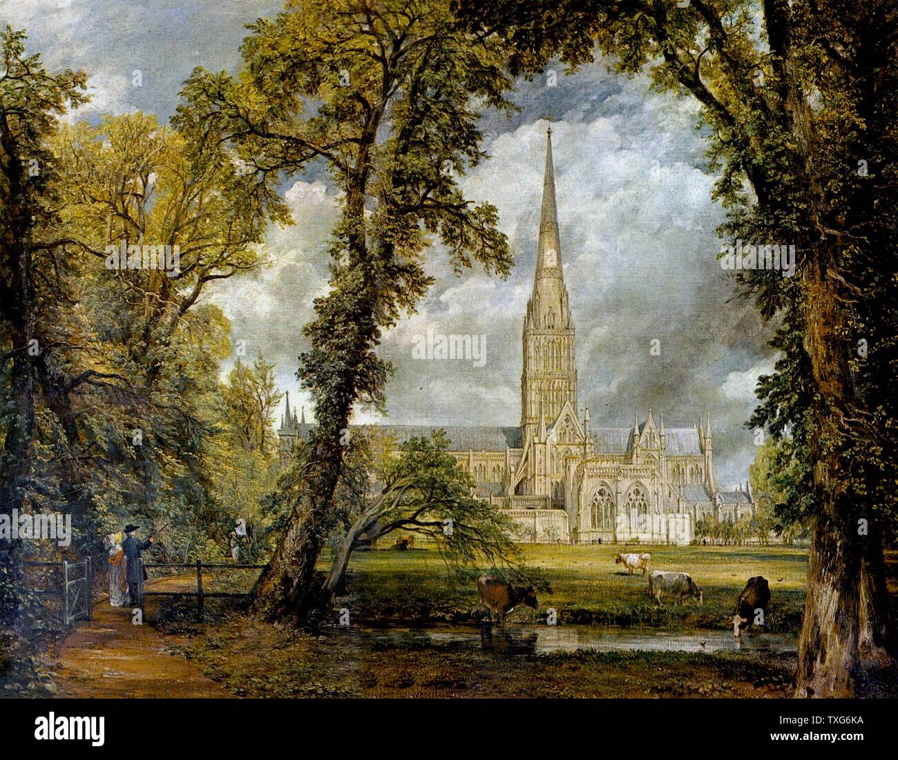 L'anglais John Constable Vue de l'école de la cathédrale de Salisbury du motif 1823 Huile sur toile (87,6 x 111,8 cm) London, Victoria and Albert Museum Banque D'Images