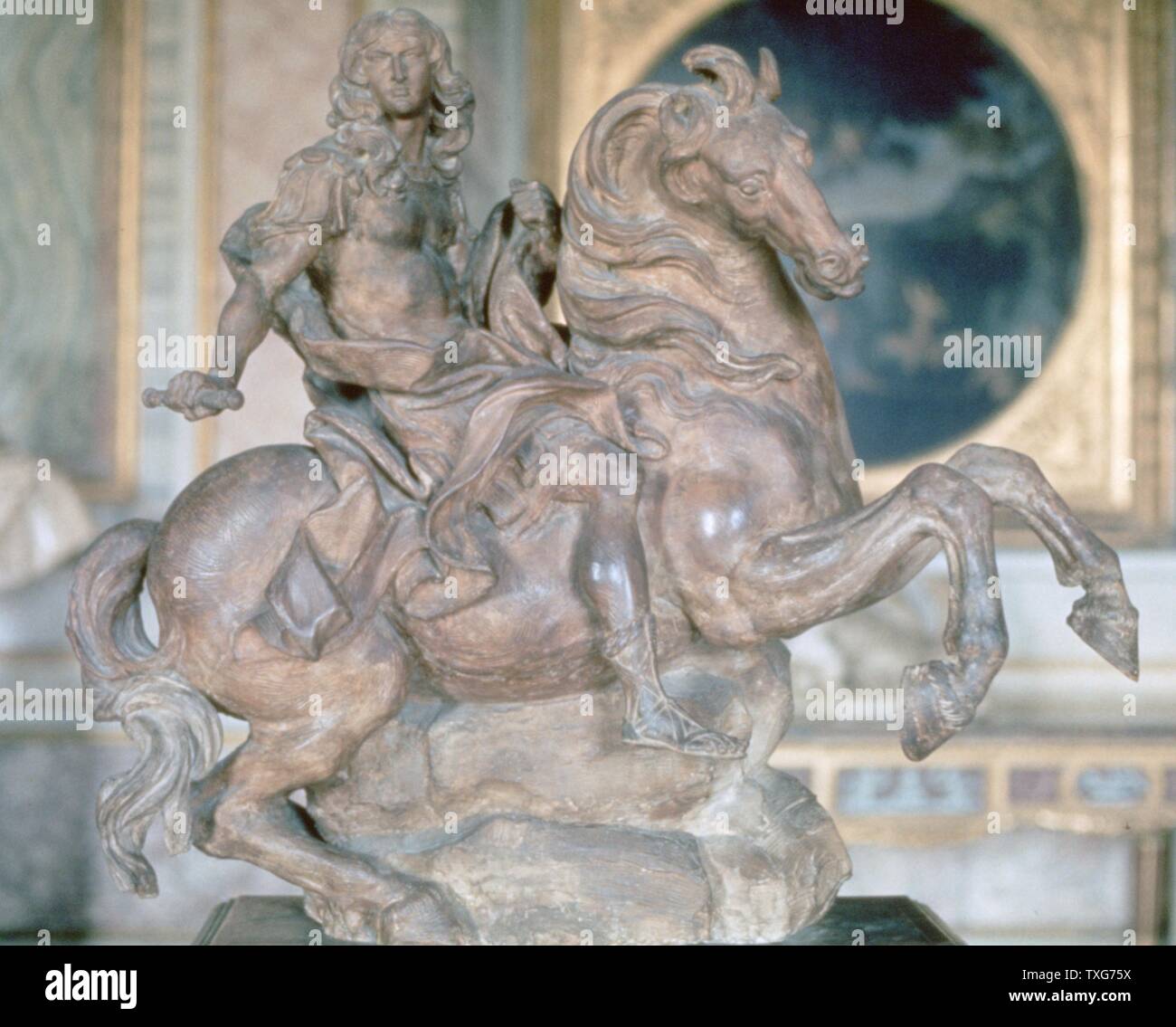 Georges Louis Leygue (1905-1992), après Gian Lorenzo Bernini statue équestre du roi Louis XIV 1935 Plâtre patiné (0,77 x 0,76 m.) Versailles, châteaux de Versailles et de Trianon Banque D'Images