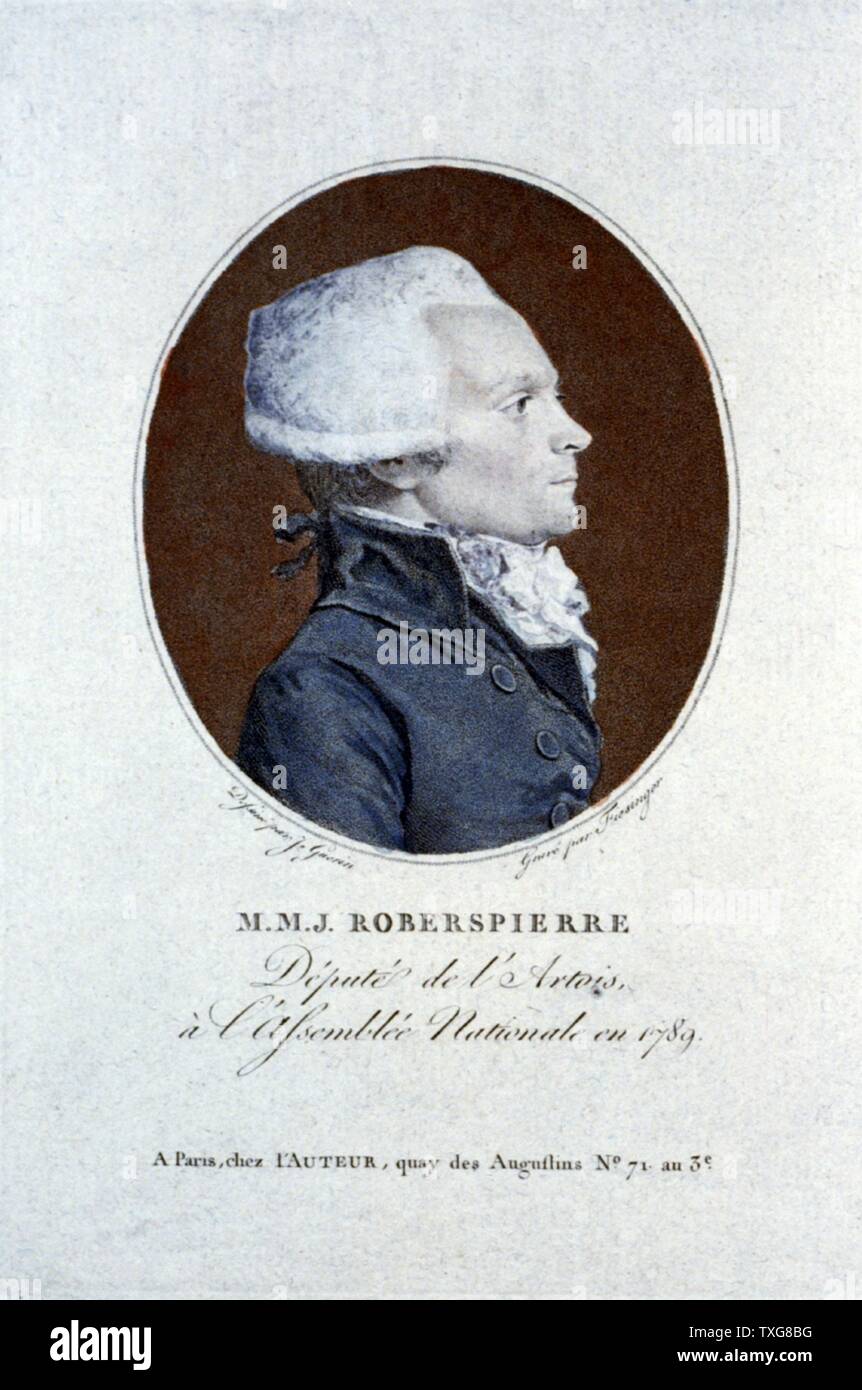 Maximilien de Robespierre, révolutionnaire français élu en 1789 pour les États généraux de gravure Banque D'Images