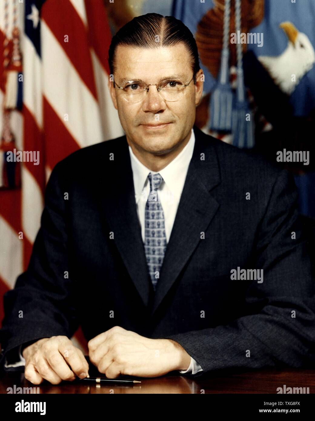 Robert Strange McNamara, Secrétaire à la défense des États-Unis (1961-1968) sous les présidents Kennedy et Johnson Banque D'Images