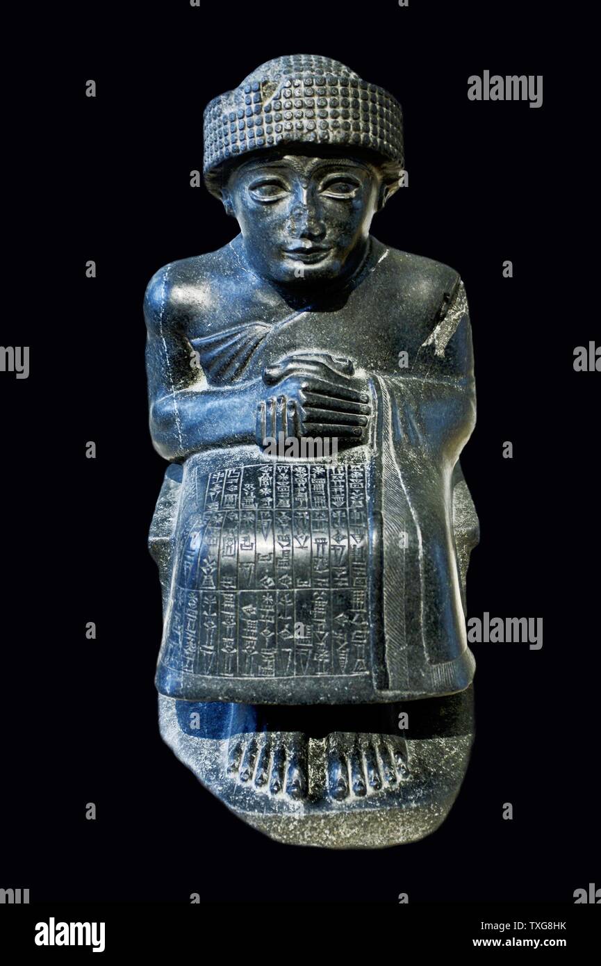 Assis statue de Gudea, prince de Lagash. Période Neo-Sumerian Gudea était une règle (ENSI) de l'état de Lagash dans le sud de la Mésopotamie Banque D'Images