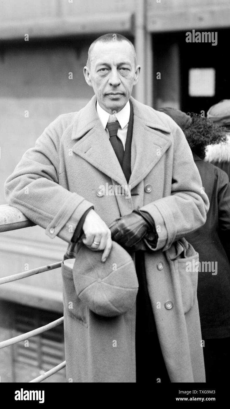 Sergei Vasilievich Rachmaninoff (1873-1943) Fédération de compositeur, pianiste et chef d'orchestre. Après la révolution de 1917 il quitte la Russie et s'installe en Amérique latine Banque D'Images