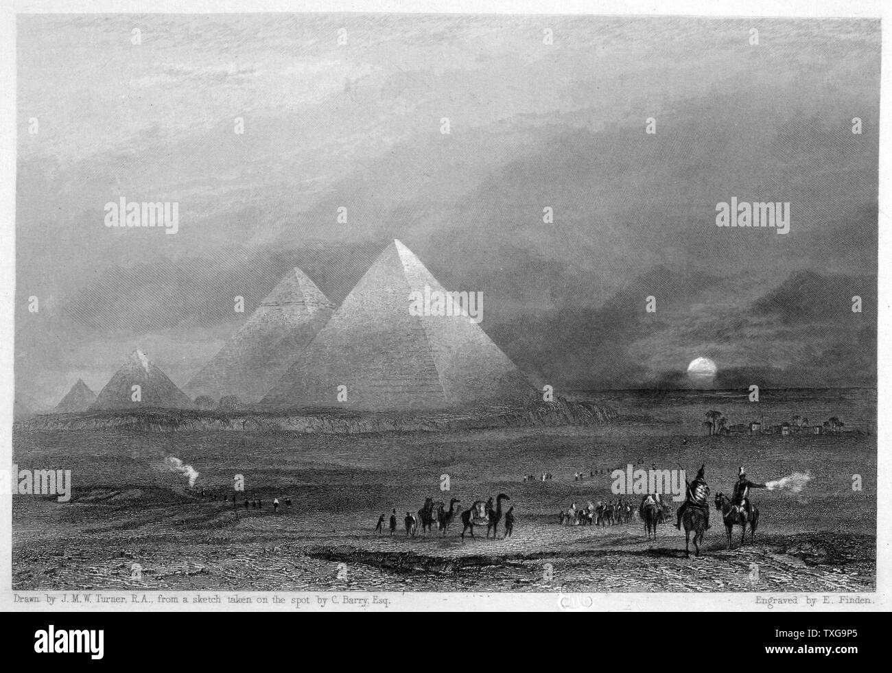 JMW Turner British school les pyramides de gravure d'une esquisse de C. Barry Banque D'Images