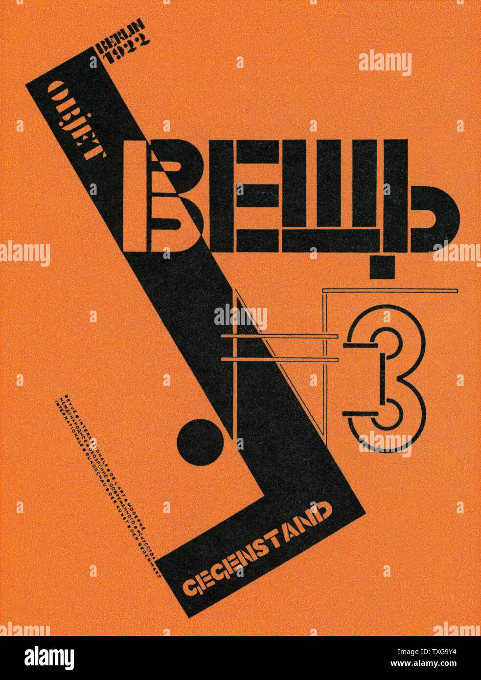 Couvrir de l'avant garde côtière périodique "Vyeshch", Berlin 1922. El Lissitzky Marcovich -Fédération de typographe, artiste, photographe, architecte et enseignant. Banque D'Images