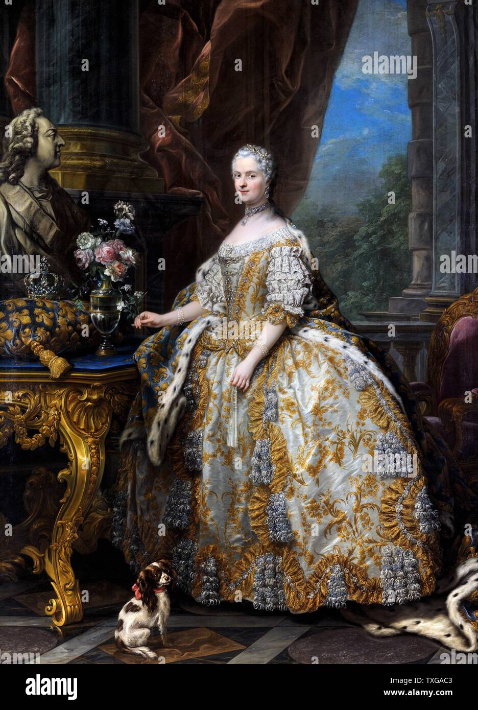 Charles André van Loo, Carle Van Loo, école française Marie Leszcinska, Reine de France 1747 huile sur toile (274 x 193 cm) Versailles, Musée du Château Banque D'Images