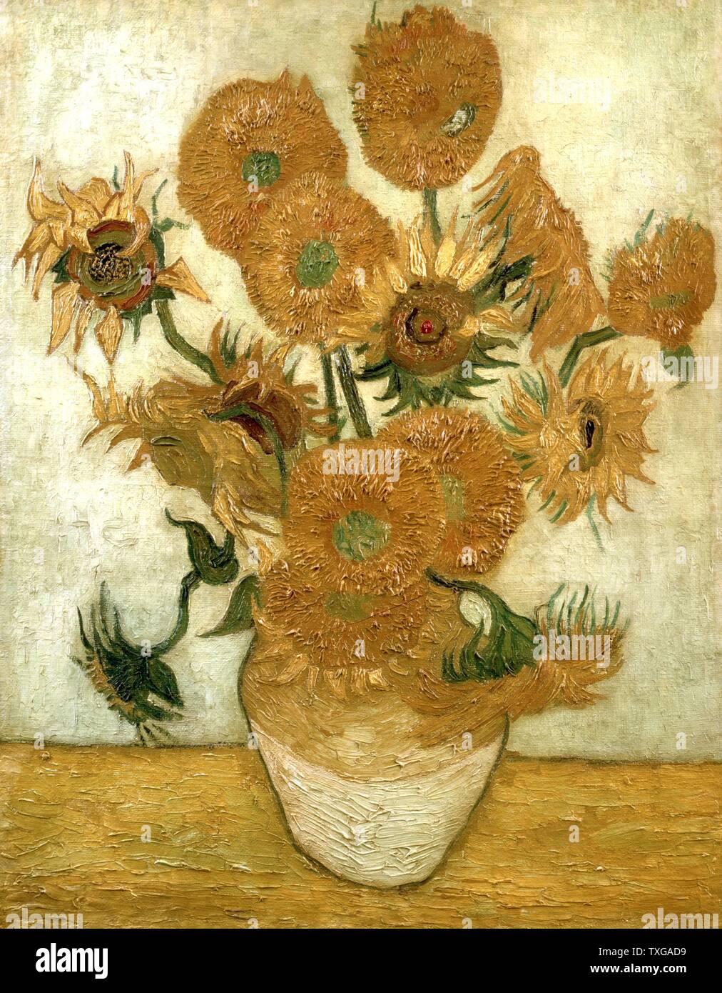L'école Néerlandaise de Vincent van Gogh Vase avec quinze tournesols (Les répétitions) Janvier 1889 Huile sur toile (100,5 x 76,5 cm) Tokyo, Sompo Nipponkoa Museum Banque D'Images
