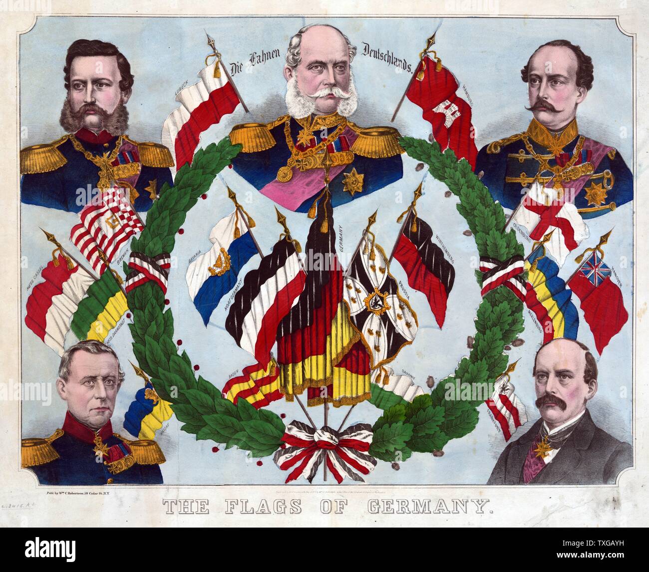 Les drapeaux et les visages de l'Allemagne Banque D'Images