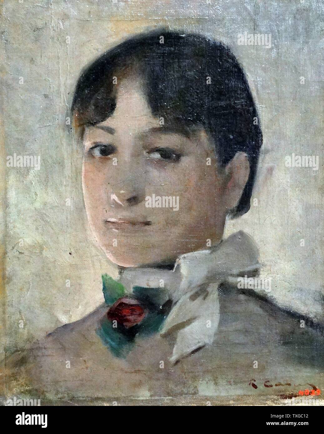 Jeune Fille de Paris par Ramon Casas (1866-1932) peintre Espagnol Catalan. Datée 1890 Banque D'Images