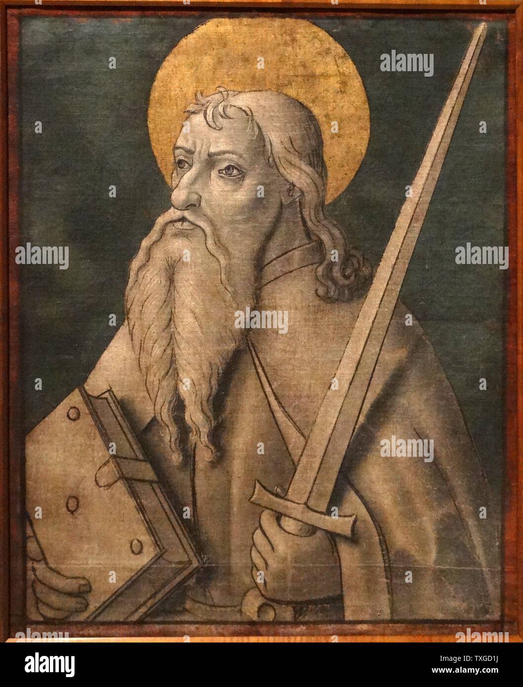 Portes en tissu d'un organe représentant Saint Pierre et Saint Paul. Par le maître de la Seu d'Urgell. En date du 15e siècle Banque D'Images