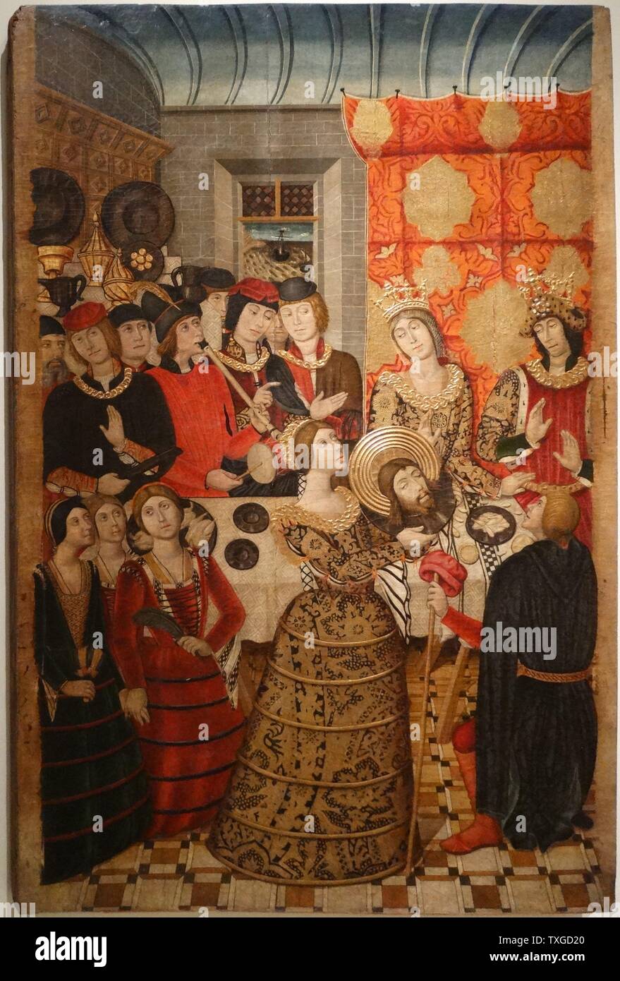 Tableau représentant le banquet d'Hérode par Pedro Garcia Benavarri, peintre catalan. En date du 15e siècle Banque D'Images