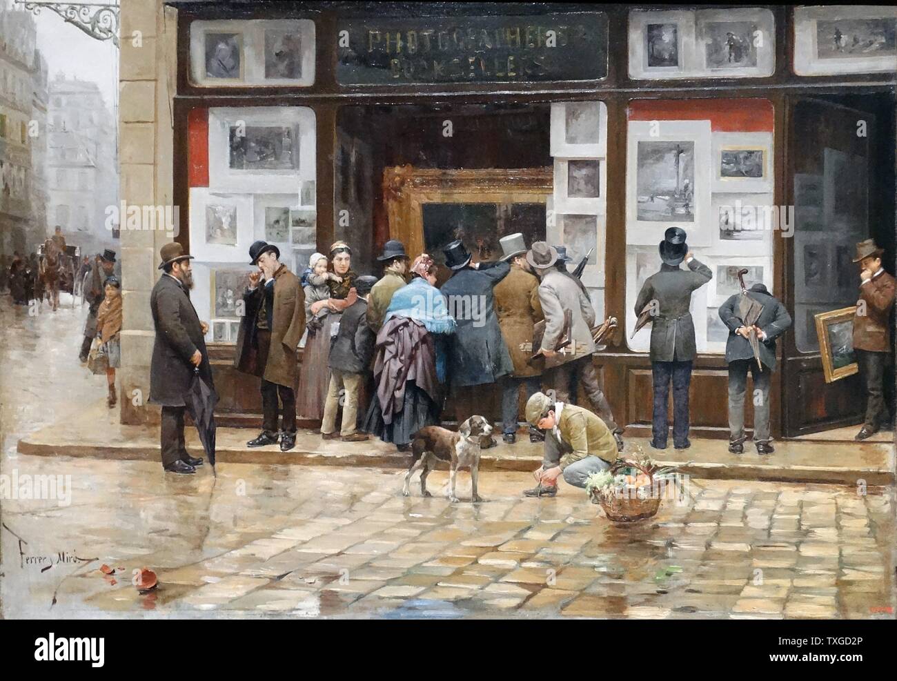 Tableau représentant une exposition publique d'une photo par Joan Miró Ferrer (1850-1931) peintre catalan. De 1888 Banque D'Images