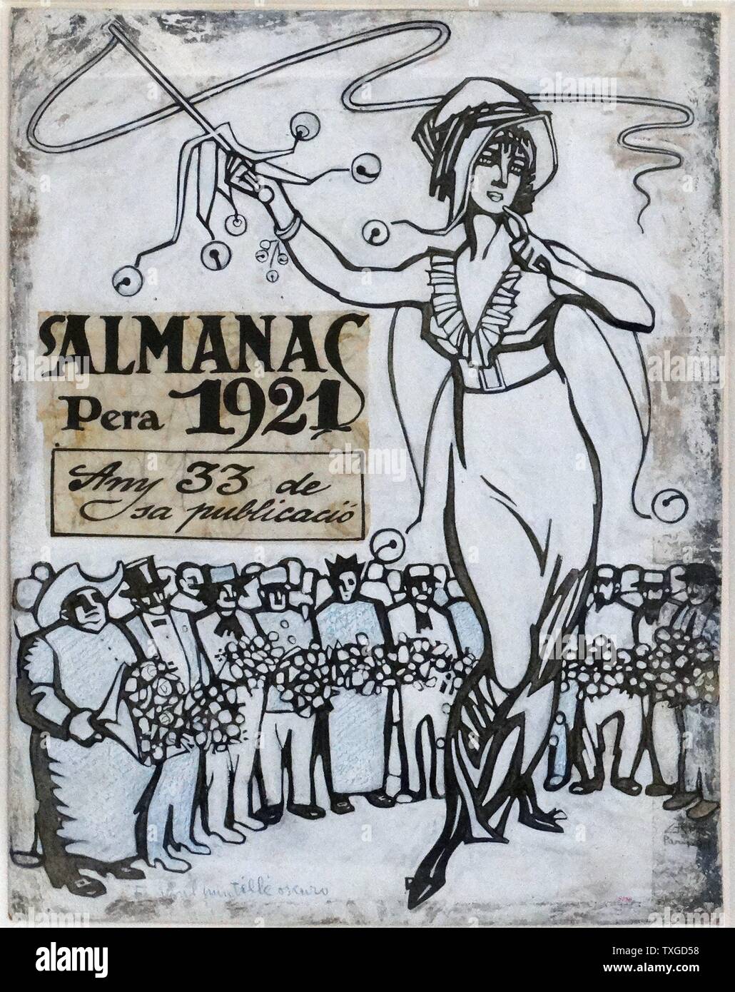 Illustration 'almanach pour 1921" par Juan Gris (1887-1927) peintre espagnol et sculpteur. Datée 1911 Banque D'Images