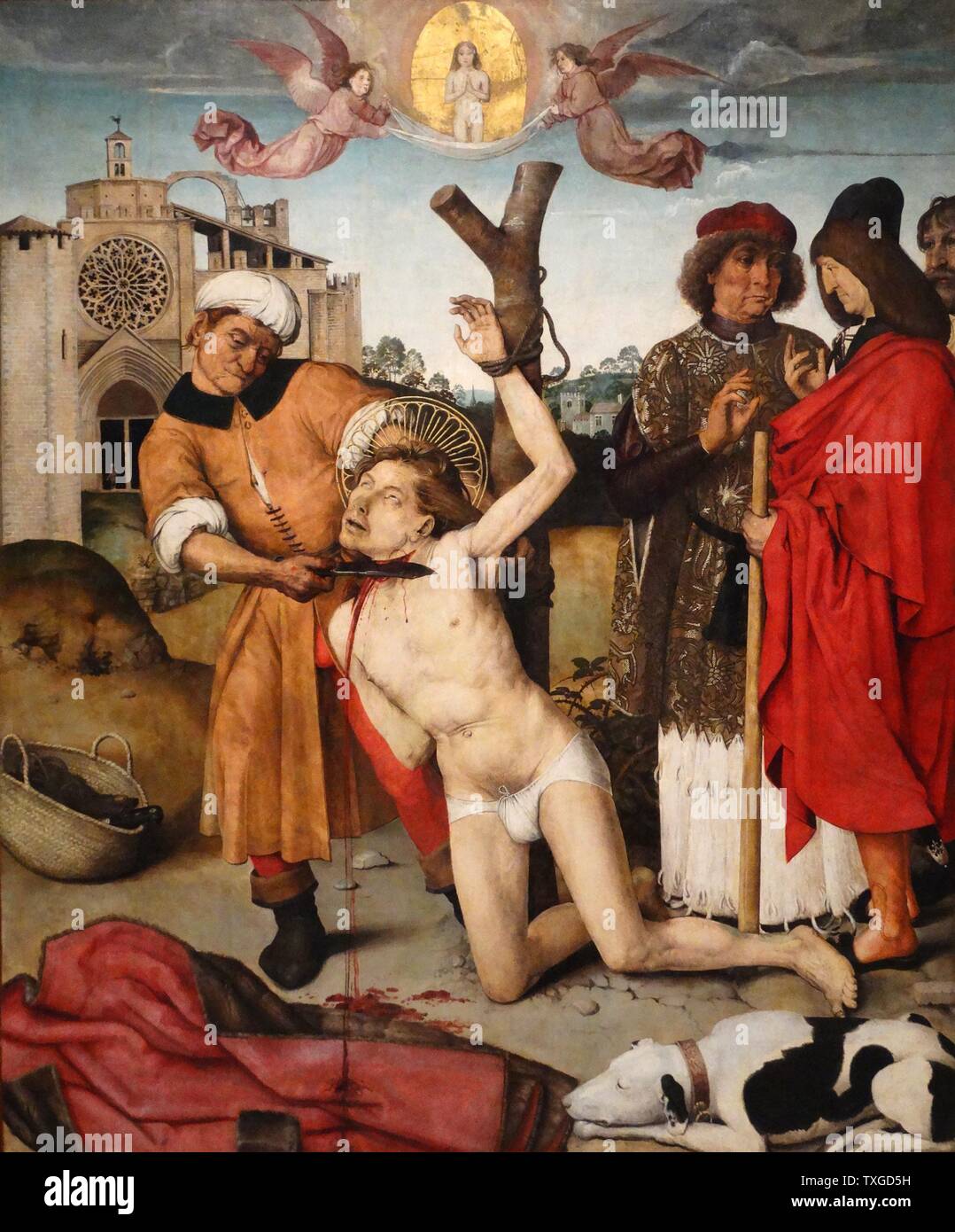 Tableau représentant le Martyre de Saint Cucuphas par Robert Campin, 16ème siècle peintre d'origine allemande qui travaille en Catalogne. En date du 16e siècle Banque D'Images