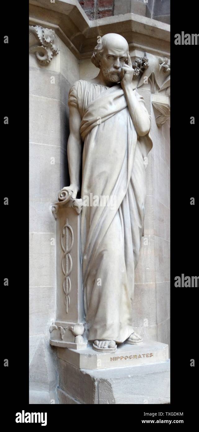 Statue d'Hippocrate de cos (460- 370 av. J.-C.) Le médecin grec de l'âge de Périclès. Datée 2009 Banque D'Images