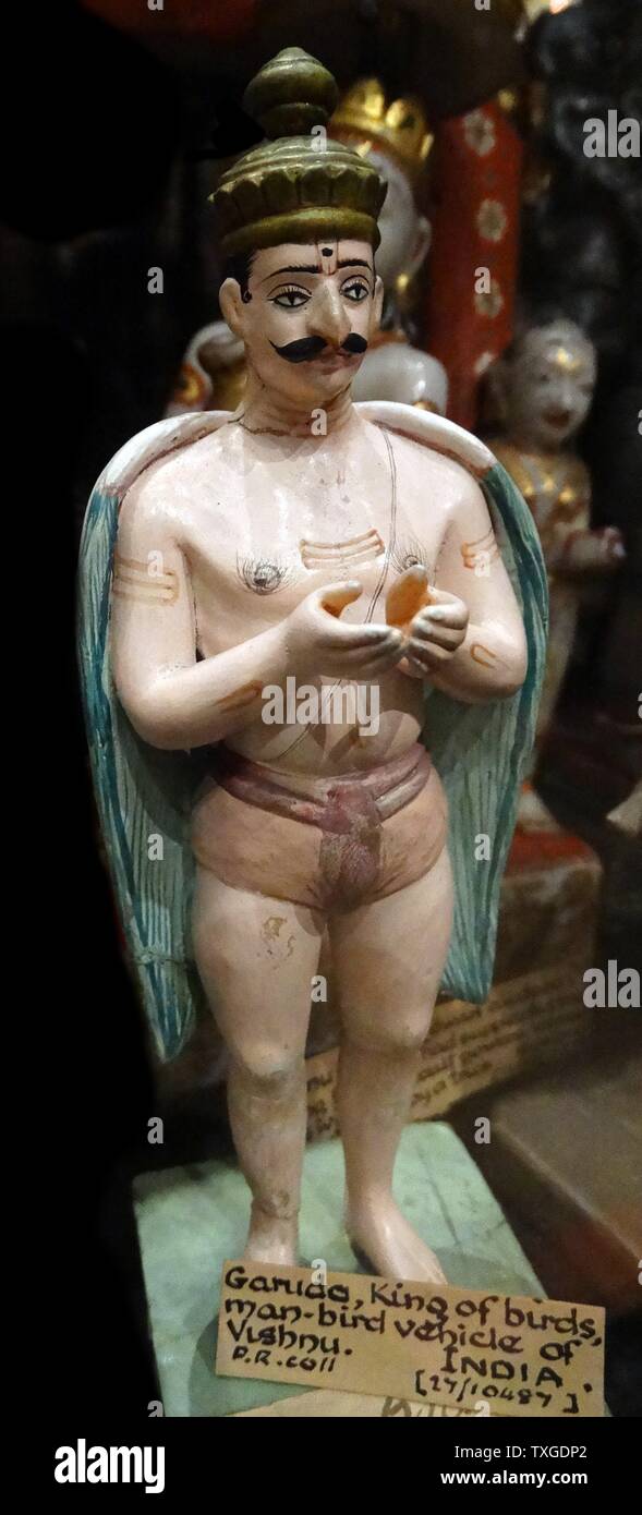 (L'homme-oiseau Ganida avatar du dieu hindou Vishnu. Indien du 19e siècle Banque D'Images
