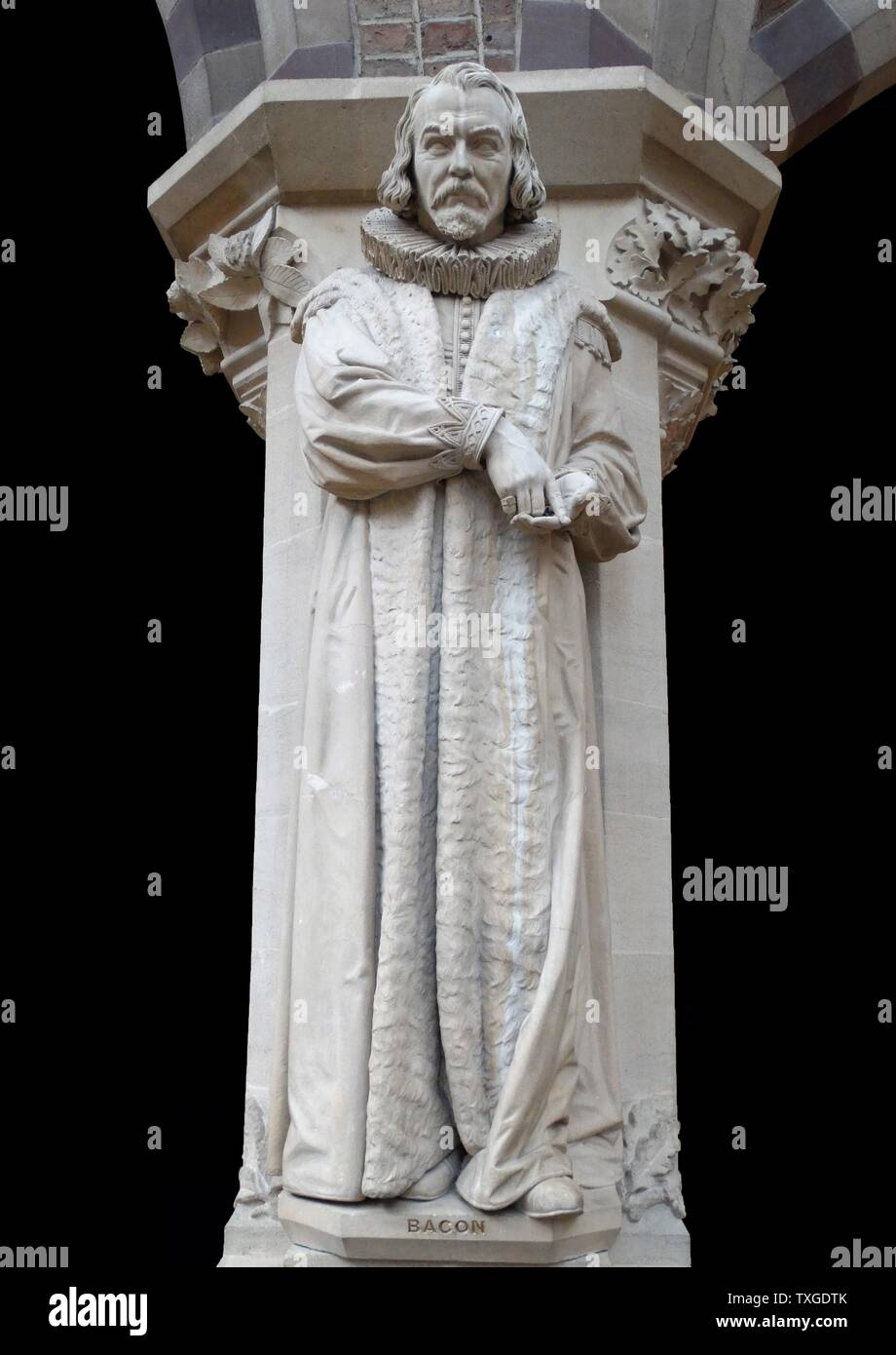 Statue de Roger Bacon (1214-1294) Philosophe anglais et frère franciscain. Datée 2009 Banque D'Images