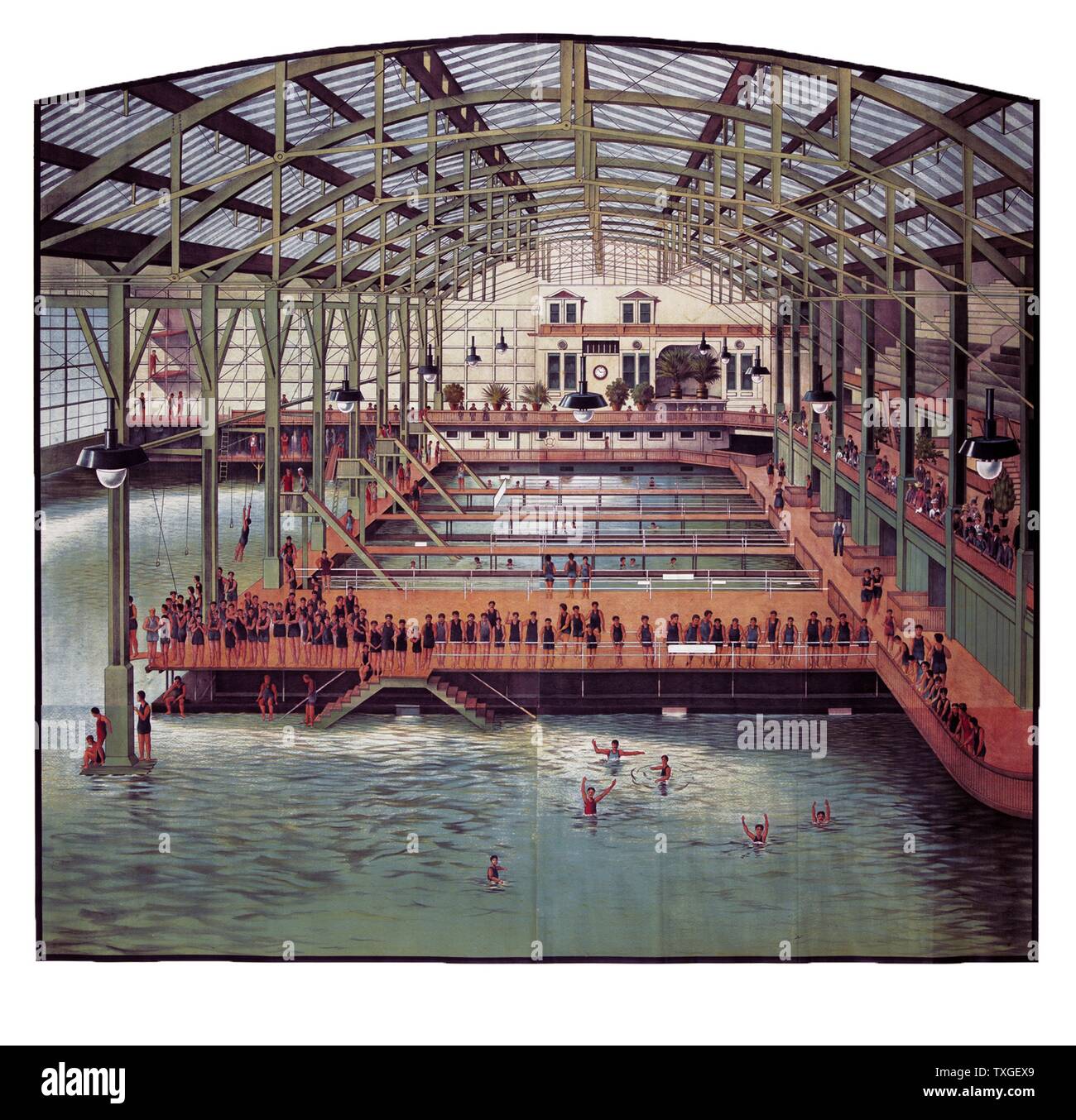 Les bains Sutro, un grand complexe de piscines privées près de Seal Rock à San Francisco, Californie, construit à la fin du xixe siècle, 1910 Banque D'Images