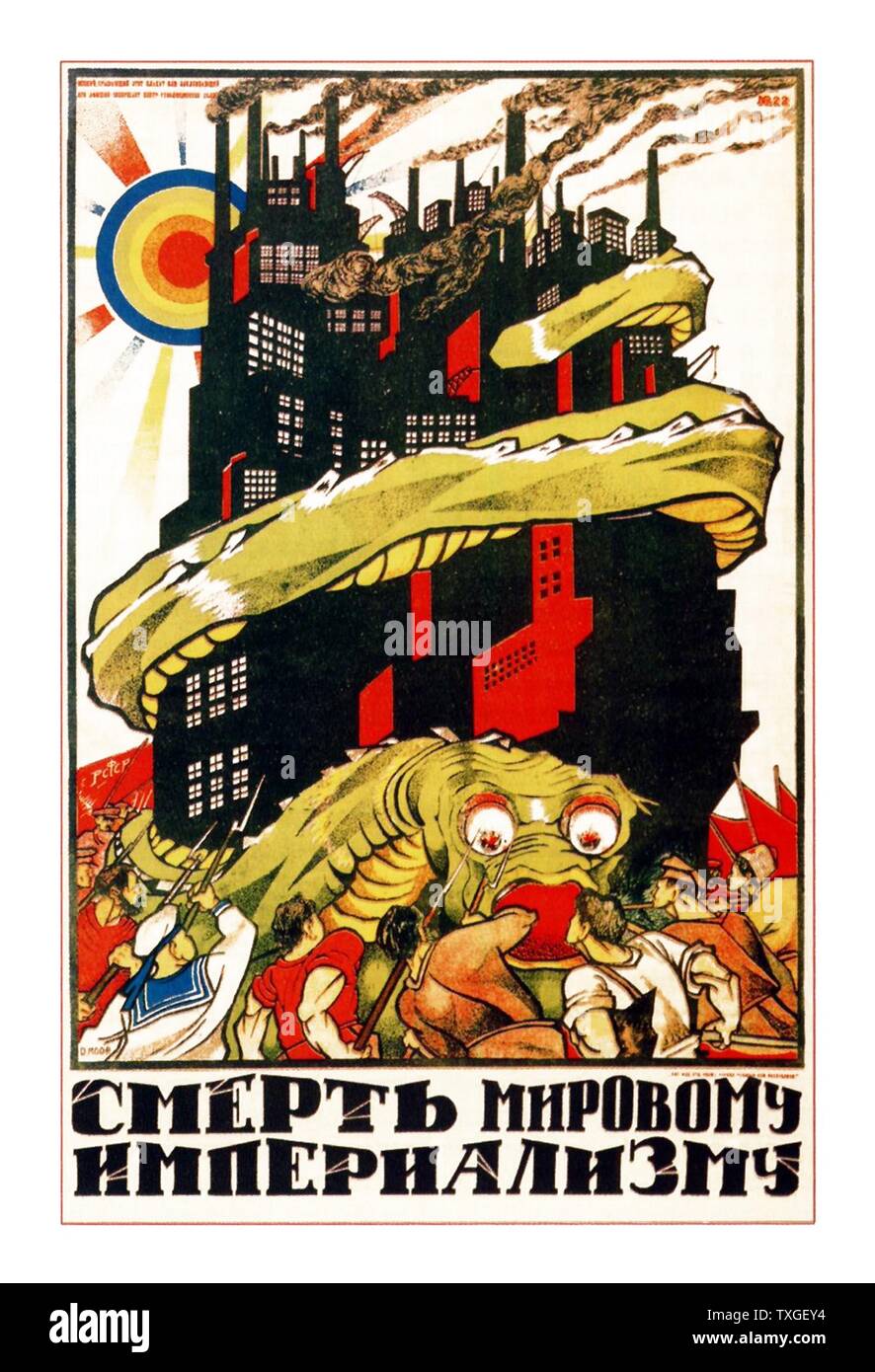 La propagande russe soviétique affiche représentant "Mort à l'impérialisme mondial !' 1921 Banque D'Images