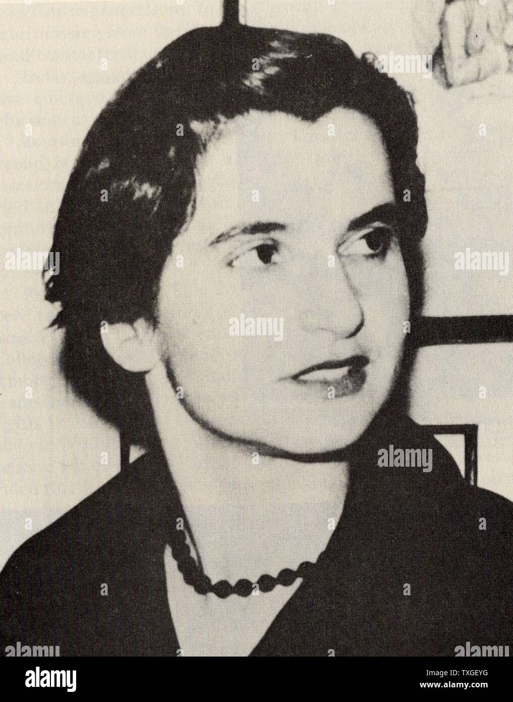 Rosalind Elsie Franklin (1920 - 16 avril 1958). Chimiste anglais et cristallographe rx qui ont contribué à la compréhension de l'amende de structures moléculaires de l'ADN (acide désoxyribonucléique), l'ARN (acide ribonucléique) Banque D'Images