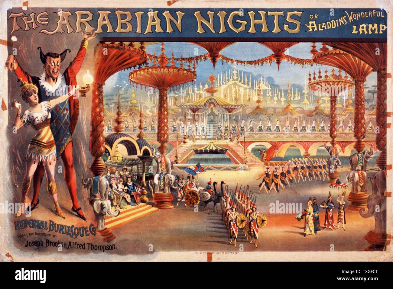 L'Arabian Nights, ou lampe merveilleuse d'ALADIN. Theatre affiche pour une production burlesque spectaculaire 1916. Banque D'Images